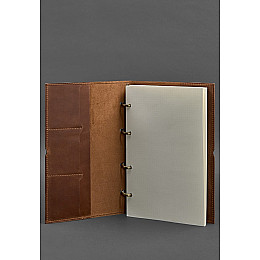 Кожаный блокнот А4 на кольцах (софт-бук) 9.0 в мягкой светло-коричневой обложке BlankNote