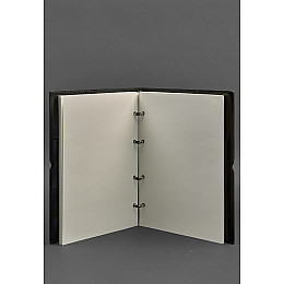 Кожаный блокнот А4 на кольцах (софт-бук) 9.0 в мягкой обложке черный глянец BlankNote