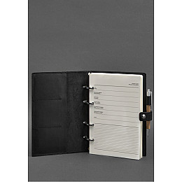 Кожаный блокнот с датированным блоком (Софт-бук) 9.1 черный Crazy Horse BlankNote