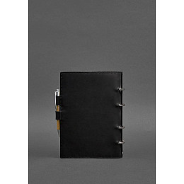 Кожаный блокнот с датированным блоком (Софт-бук) 9.1 черный Crazy Horse BlankNote