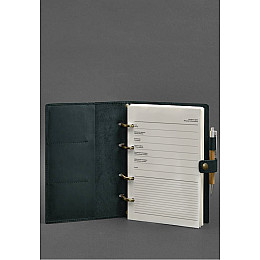 Кожаный блокнот с датированным блоком (Софт-бук) 9.1 зеленый Crazy Horse BlankNote