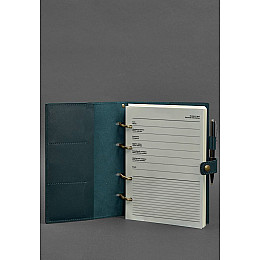 Кожаный блокнот с датированным блоком (Софт-бук) 9.1 зеленый BlankNote