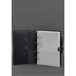 Кожаный блокнот с датированным блоком (Софт-бук) 9.1 темно-синий BlankNote