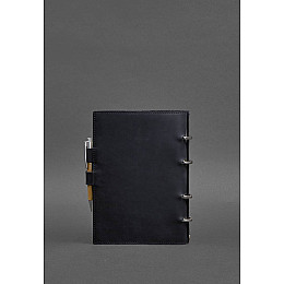 Кожаный блокнот с датированным блоком (Софт-бук) 9.1 синий Crazy Horse BlankNote