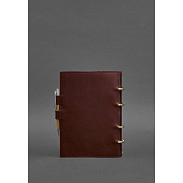 Кожаный блокнот с датированным блоком (Софт-бук) 9.1 бордовый Crazy Horse BlankNote