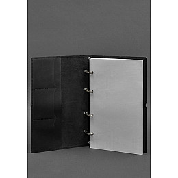 Кожаный блокнот А4 на кольцах (софт-бук) 9.0 в мягкой обложке черный краст BlankNote