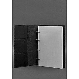 Кожаный блокнот А4 на кольцах (софт-бук) 9.0 в мягкой обложке черный Crazy Horse BlankNote