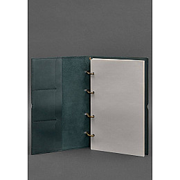 Кожаный блокнот А4 на кольцах (софт-бук) 9.0 в мягкой обложке зеленый Краст BlankNote