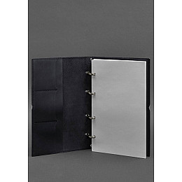 Кожаный блокнот А4 на кольцах (софт-бук) 9.0 в мягкой обложке синий Краст BlankNote