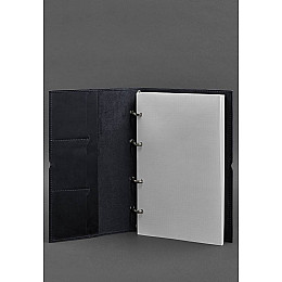 Кожаный блокнот А4 на кольцах (софт-бук) 9.0 в мягкой обложке синий Crazy Horse BlankNote