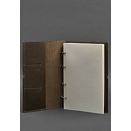 Кожаный блокнот А4 на кольцах (софт-бук) 9.0 в мягкой обложке темно-коричневый Crazy Horse BlankNote
