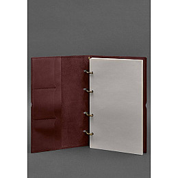Кожаный блокнот А4 на кольцах (софт-бук) 9.0 в мягкой обложке бордовый Краст BlankNote