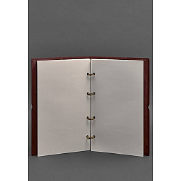 Кожаный блокнот А4 на кольцах (софт-бук) 9.0 в мягкой обложке бордовый Краст BlankNote