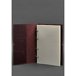 Кожаный блокнот А4 на кольцах (софт-бук) 9.0 в мягкой обложке бордовый Crazy Horse BlankNote