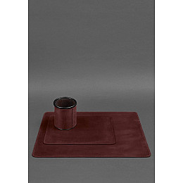 Набор для рабочего стола из натуральной кожи 1.0 бордовый Crazy Horse BlankNote