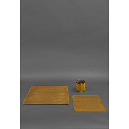 Набор для рабочего стола из натуральной кожи 1.0 желтый Crazy Horse BlankNote