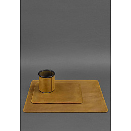 Набор для рабочего стола из натуральной кожи 1.0 желтый Crazy Horse BlankNote