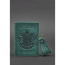 Подарковий набір шкіряних аксесуарів з українською символікою зелений BlankNote