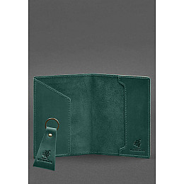 Подарковий набір шкіряних аксесуарів з українською символікою зелений BlankNote