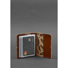 Женский кожаный кард-кейс 7.0 светло-коричневый с перьями BlankNote