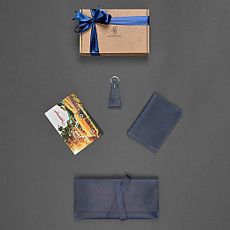 Набор кожаных аксессуаров для путешественника Касабланка Темно-синий BlankNote