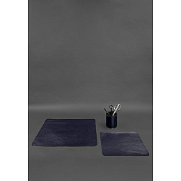 Набор для рабочего стола из натуральной кожи 1.0 темно-синий краст BlankNote