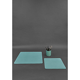 Набор для рабочего стола из натуральной кожи 1.0 бирюзовый краст BlankNote