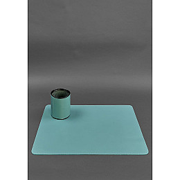 Набор для рабочего стола из натуральной кожи 1.0 бирюзовый краст BlankNote