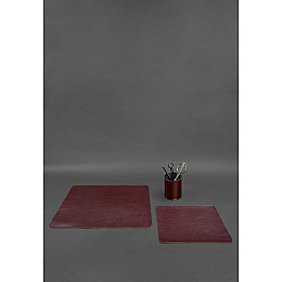 Набор для рабочего стола из натуральной кожи 1.0 бордовый краст BlankNote