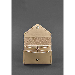 Жіночий шкіряний кард-кейс 3.0 (Гармонь) світло-бежевий з мандалою BlankNote