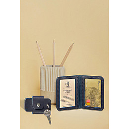 Набор кожаных аксессуаров AUTO темно-синий BlankNote