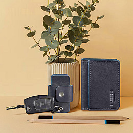 Набор кожаных аксессуаров AUTO темно-синий BlankNote