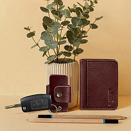 Набор кожаных аксессуаров AUTO бордовый BlankNote