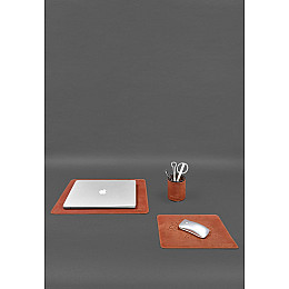 Настільний набір з натуральної шкіри 5.0 з картою України світло-коричневий Crazy Horse BlankNote