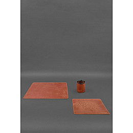 Настільний набір з натуральної шкіри 5.0 з картою України світло-коричневий Crazy Horse BlankNote