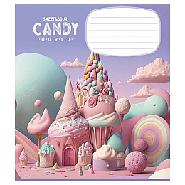 Тетрадь учнівська "Candy world" Школярик 012-3266K-2 в клітинку 12 аркушів