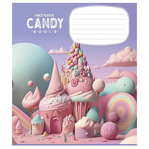 Тетрадь ученическая "Candy world" Школярик 012-3266K-2 в клетку 12 листов