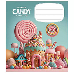Тетрадь учнівська "Candy world" Школярик 012-3266K-3 в клітинку 12 аркушів