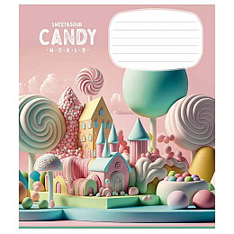 Тетрадь учнівська "Candy world" Школярик 012-3266K-4 в клітинку 12 аркушів