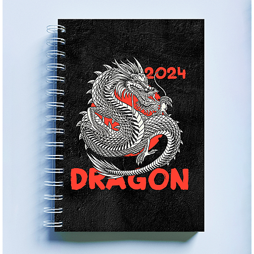 Скетчбук Sketchbook блокнот для рисования с новогодним принтом "2024 Dragon. Дракон 2024" А3 Кавун 48