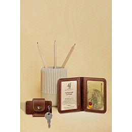 Набор кожаных аксессуаров AUTO светло-коричневый BlankNote