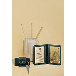 Набор кожаных аксессуаров AUTO зеленый BlankNote