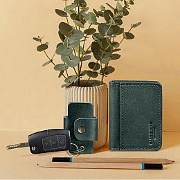 Набор кожаных аксессуаров AUTO зеленый BlankNote