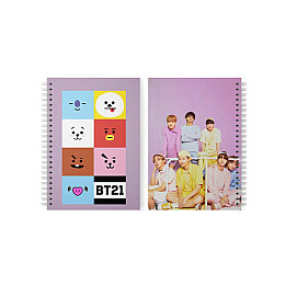 Скетчбук БТС BTS з персонажами BT21 фіолетовий (22971) Fan Girl