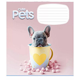 Тетрадь ученическая "Cute pets" Школярик 012-3253C-1 в косую линию 12 листов