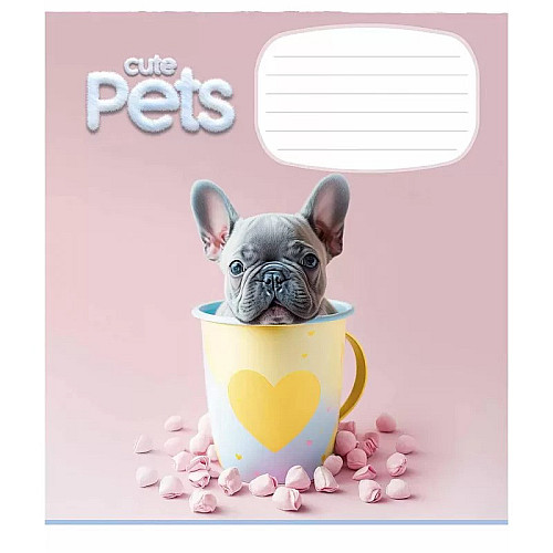 Тетрадь ученическая "Cute pets" Школярик 012-3253C-1 в косую линию 12 листов