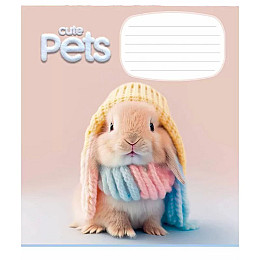 Тетрадь ученическая "Cute pets" Школярик 012-3253C-2 в косую линию 12 листов