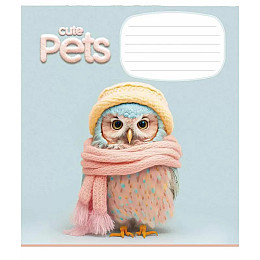 Тетрадь учнівська "Cute pets" Школярик 012-3253C-3 в косу лінію 12 аркушів