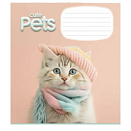 Тетрадь ученическая "Cute pets" Школярик 012-3253C-5 в косую линию 12 листов