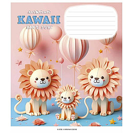 Тетрадь учнівська "Kawaii" Школярик 012-3398C-3 в косу лінію 12 аркушів